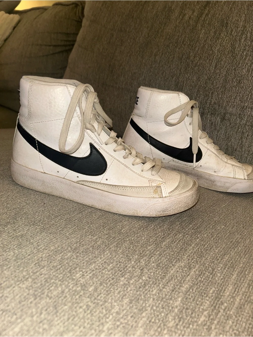 Nike Kids White High-Top Sneakers with Black Accents